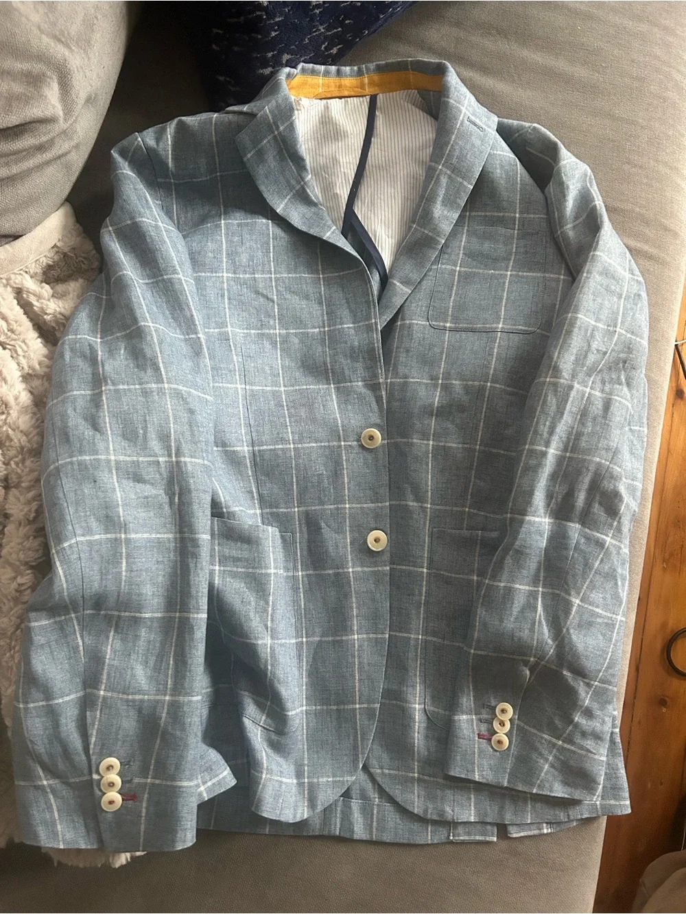 Vicomte A. Linen blue blazer 50